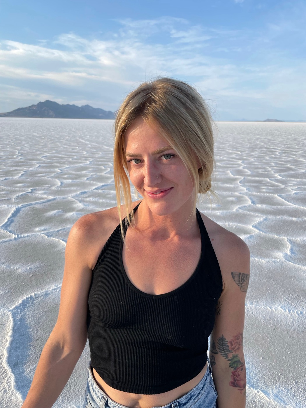 Hayley on the salt flats